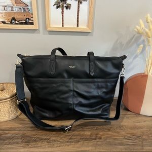 Mina Baie Amelia Large Full Size Black Leather Diaper Bag